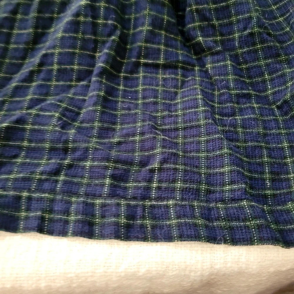 Polo Ralph Lauren Mens Plaid Robe Navy Blue Green 100% Cotton Shawl Collar S/M